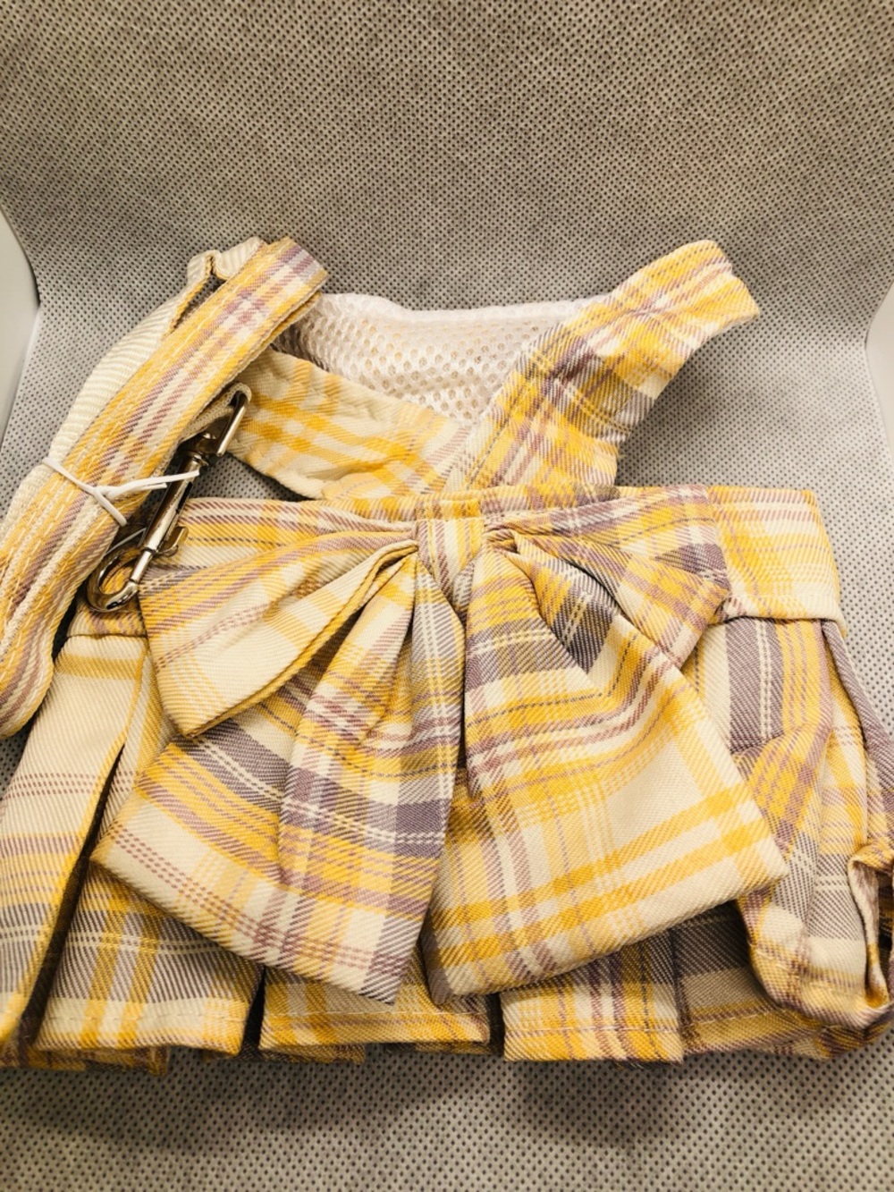 YellowPlaid pet Harness Dress with Leash